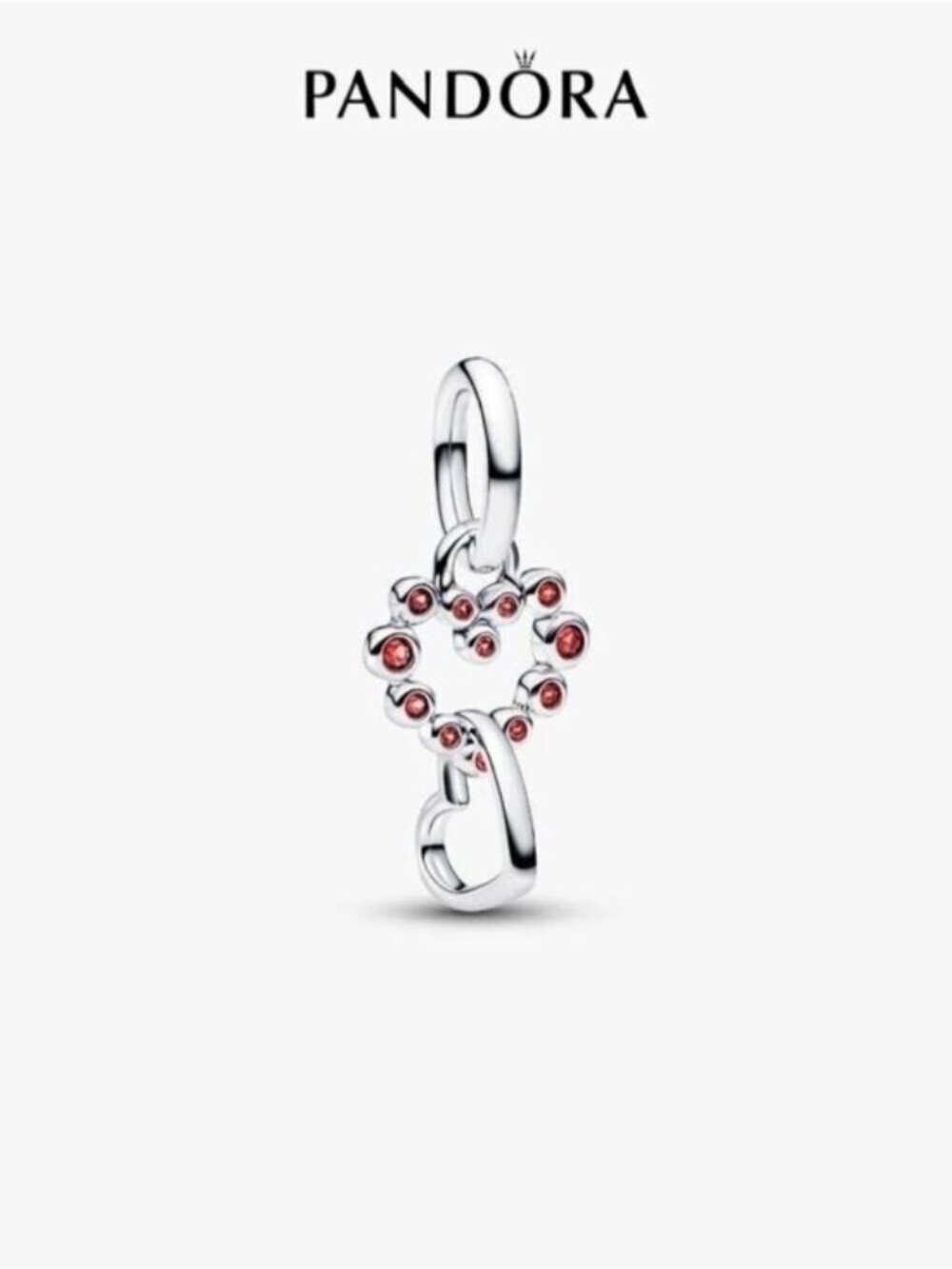 Pandora Connected Hearts & Red Stones Dangle Charm